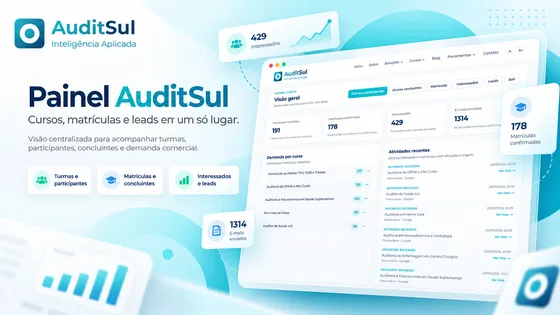 Interface do Painel de Gestão de Cursos da AuditSul.