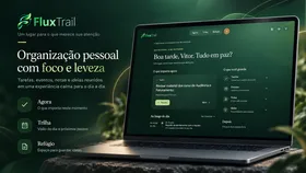Interface do FluxTrail com organização pessoal e fluxo de trabalho.